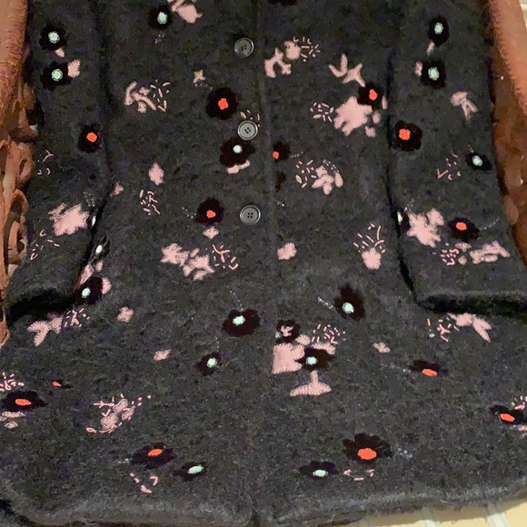 VALENTINO COUTURE BLACK EMBROIDERED EMBELLISHED WOOL BLEND LUXURY COAT SIZE 4 - Picture 13 of 16